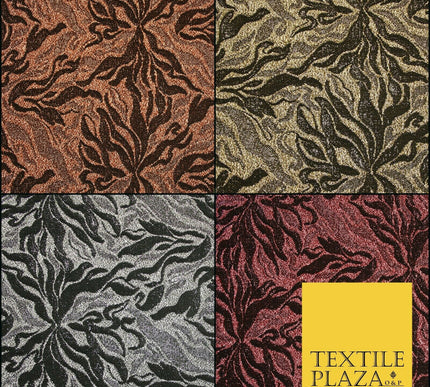 Metallic Weave Botanical Waves Shimmer Stretch Jersey Dress Fabric Backdrop