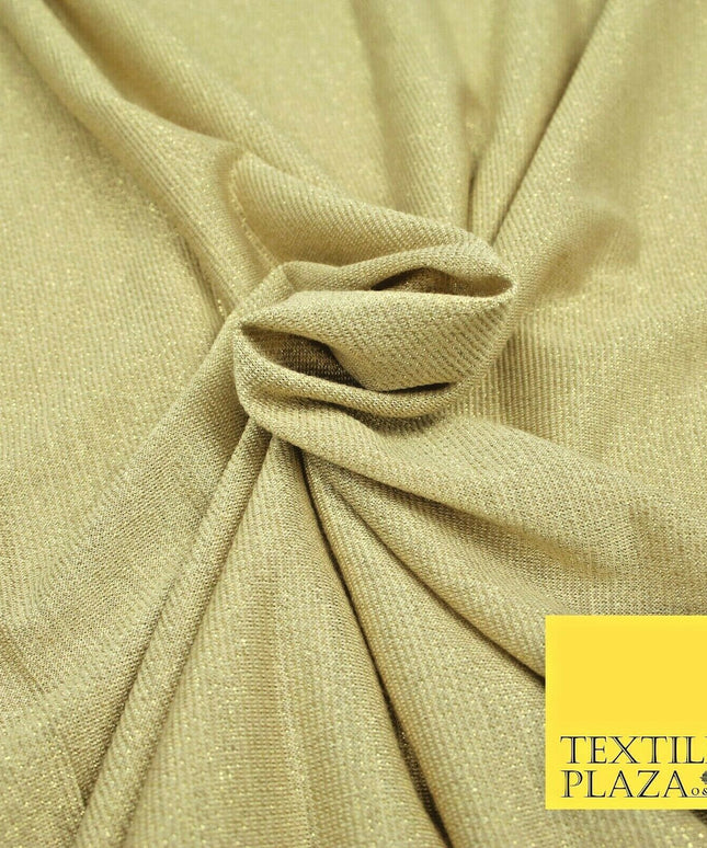 Gold Beige Glitter Shimmer Stretch Soft Rayon Jersey Dress Fabric Backdrop 1954