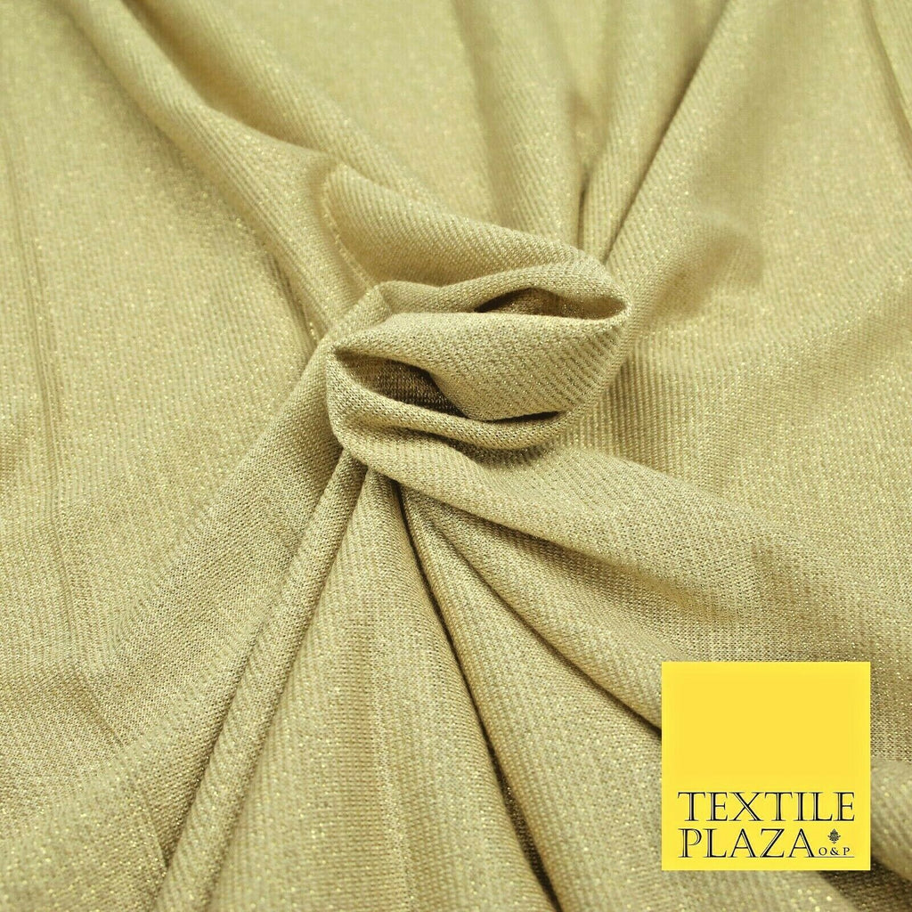 Gold Beige Glitter Shimmer Stretch Soft Rayon Jersey Dress Fabric Backdrop 1954