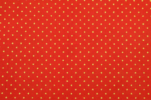 Small Gold Polka Dots Fabric 100% Cotton - Per Metre / Fat Quarter RED RF48