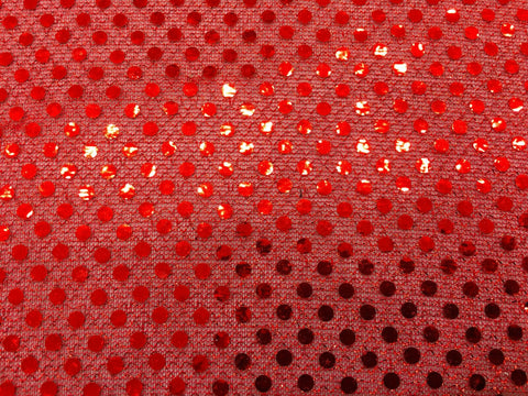 6mm Sequin Hologram Fabric - Shiny Sparkly Fancy Dress Dance - Per Metre - RED