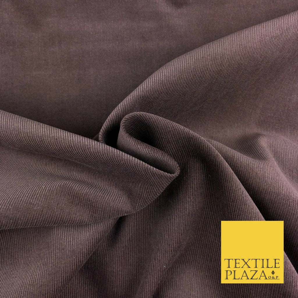 Brown Premium Plain Needlecord Fabric Babycord Corduroy Dress Craft - Q1066