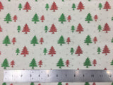 Christmas Tree Conifer Print Mesh Fabric 100% Polyester - Emerald Green Red 2317