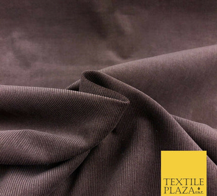 Brown Premium Plain Needlecord Fabric Babycord Corduroy Dress Craft - Q1066