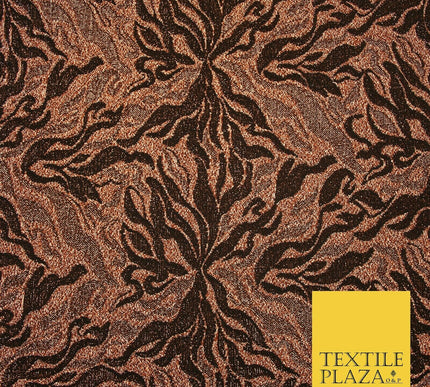 Metallic Weave Botanical Waves Shimmer Stretch Jersey Dress Fabric Backdrop