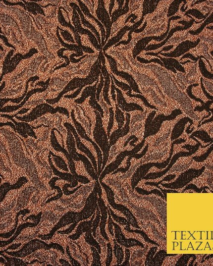 Metallic Weave Botanical Waves Shimmer Stretch Jersey Dress Fabric Backdrop