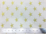 Sparkle Metallic GOLD Star Print White Mesh Fabric - 100% Polyester- Per Metre