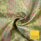 Green Luxury Ornate Floral PURE Benarsi Brocade Woven Fine Dress FabricFancy1762