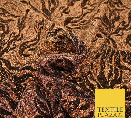 Metallic Weave Botanical Waves Shimmer Stretch Jersey Dress Fabric Backdrop