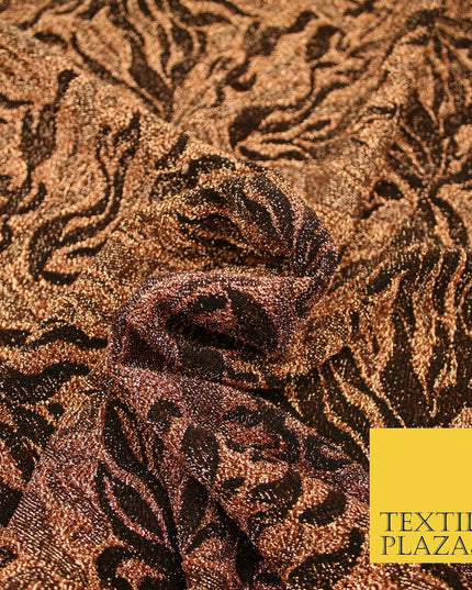 Metallic Weave Botanical Waves Shimmer Stretch Jersey Dress Fabric Backdrop
