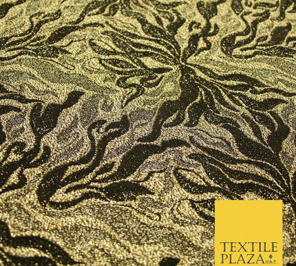 Metallic Weave Botanical Waves Shimmer Stretch Jersey Dress Fabric Backdrop