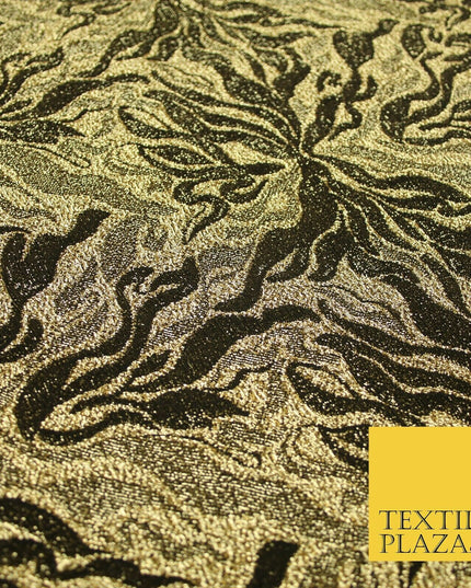 Metallic Weave Botanical Waves Shimmer Stretch Jersey Dress Fabric Backdrop