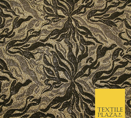 Metallic Weave Botanical Waves Shimmer Stretch Jersey Dress Fabric Backdrop