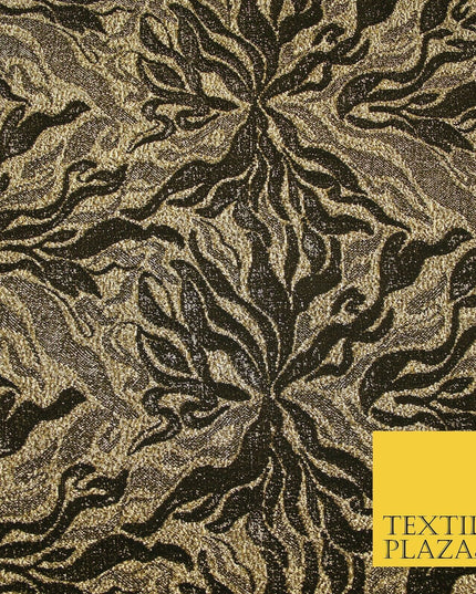 Metallic Weave Botanical Waves Shimmer Stretch Jersey Dress Fabric Backdrop