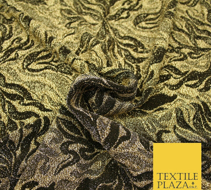 Metallic Weave Botanical Waves Shimmer Stretch Jersey Dress Fabric Backdrop