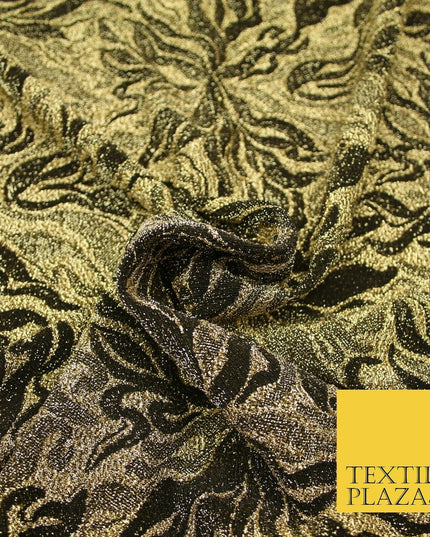 Metallic Weave Botanical Waves Shimmer Stretch Jersey Dress Fabric Backdrop
