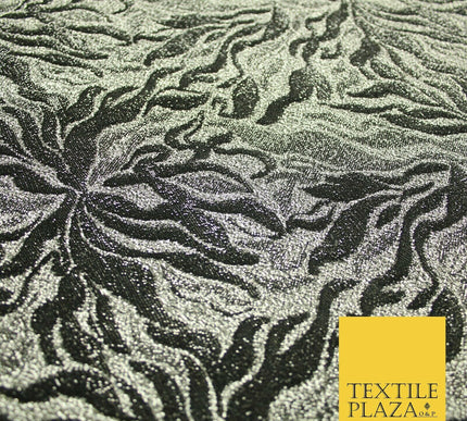 Metallic Weave Botanical Waves Shimmer Stretch Jersey Dress Fabric Backdrop