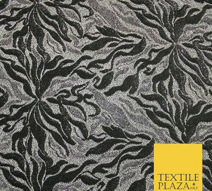 Metallic Weave Botanical Waves Shimmer Stretch Jersey Dress Fabric Backdrop