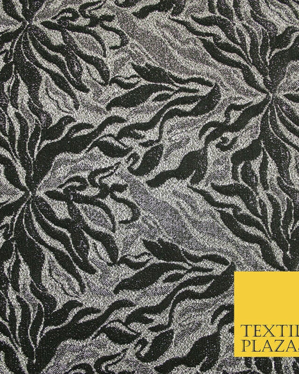 Metallic Weave Botanical Waves Shimmer Stretch Jersey Dress Fabric Backdrop