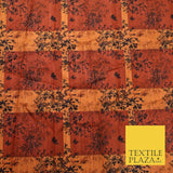 Brick Terracotta Maroon Check Arty Digital Print Faux Raw Silk Dress Fabric 3009