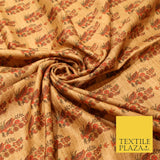 Indian Kalamkari Tapestry Small Digital Print Faux Raw Silk Dress Fabric 3020