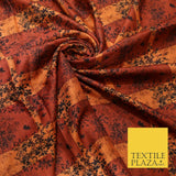 Brick Terracotta Maroon Check Arty Digital Print Faux Raw Silk Dress Fabric 3009