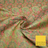 Pink Luxury Floral PURE Benarsi Brocade Woven Fine Dress Fabric Fancy 1759