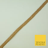 Antique Gold Double Row Diamonte Stone Beading Trim Border Ribbon Lace X363