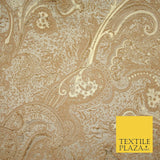 Ornamental Floral Paisley Metallic Gold Luxury Textured Brocade Dress Fabric