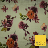Vintage Artsy Flower Summer Luxury 100% Pure Printed Floral Cotton Linen Fabric