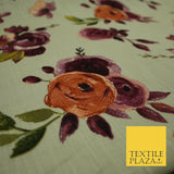 Vintage Artsy Flower Summer Luxury 100% Pure Printed Floral Cotton Linen Fabric