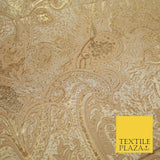 Ornamental Floral Paisley Metallic Gold Luxury Textured Brocade Dress Fabric