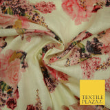 Vintage Carnation Bouquets Luxury 100% Pure Printed Floral Cotton Linen Fabric