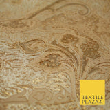 Ornamental Floral Paisley Metallic Gold Luxury Textured Brocade Dress Fabric