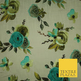 Vintage Artsy Flower Summer Luxury 100% Pure Printed Floral Cotton Linen Fabric
