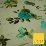 Vintage Artsy Flower Summer Luxury 100% Pure Printed Floral Cotton Linen Fabric