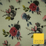 Vintage Artsy Flower Summer Luxury 100% Pure Printed Floral Cotton Linen Fabric