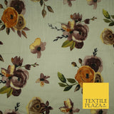 Vintage Artsy Flower Summer Luxury 100% Pure Printed Floral Cotton Linen Fabric