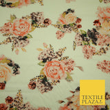 Vintage Carnation Bouquets Luxury 100% Pure Printed Floral Cotton Linen Fabric