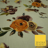 Vintage Artsy Flower Summer Luxury 100% Pure Printed Floral Cotton Linen Fabric