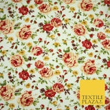 Vintage Garden Rose Flower Printed 100% Cotton Poplin Fabric Dress Face Mask 59"