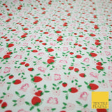 Strawberry Butterfly Ditsy Flower Printed Poly Cotton Fabric Polycotton Mask 45"