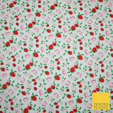 Strawberry Butterfly Ditsy Flower Printed Poly Cotton Fabric Polycotton Mask 45"