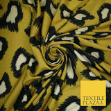 Ochre Gold Leopard Animal Print Printed Stretch Jersey Fabric Dress Craft 3811