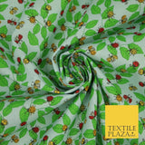 Flying Ladybird Leaf Jungle Garden Printed Poly Cotton Fabric Polycotton Mask45"