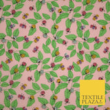 Flying Ladybird Leaf Jungle Garden Printed Poly Cotton Fabric Polycotton Mask45"