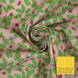 Flying Ladybird Leaf Jungle Garden Printed Poly Cotton Fabric Polycotton Mask45"