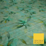 Cloudy Artsy Leaves Digital Printed Faux Dupion Raw Silk Fabric Textured Line