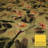 Watercolour Floral Leaves Digital Printed Faux Dupion Raw Silk Fabric Textured