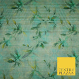 Cloudy Artsy Leaves Digital Printed Faux Dupion Raw Silk Fabric Textured Line